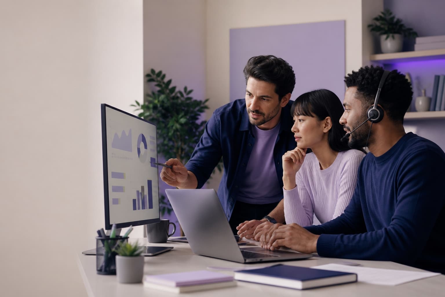 Agency team reviewing marketing call performance